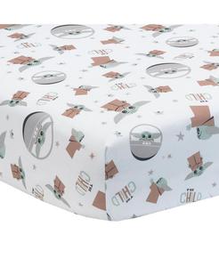 Простыня для детской кроватки с изображением Малыша/Малыша Йоды/Грогу из "Звездных войн: Мандалорец" Lambs & Ivy, White