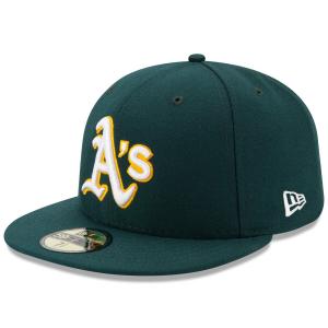 Мужская облегающая шляпа New Era Green Oakland Athletics Road Authentic Collection On Field 59FIFTY Performance