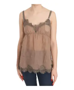 Кружевная блузка с глубоким верхом Pink Memories, коричневый