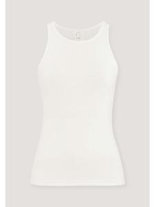 Топ с высоким воротом, облегающий, в рубчик, натурального белого цвета Hessnatur