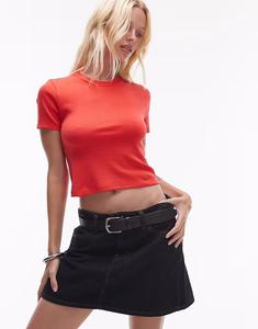 Укороченная повседневная футболка Topshop красного цвета