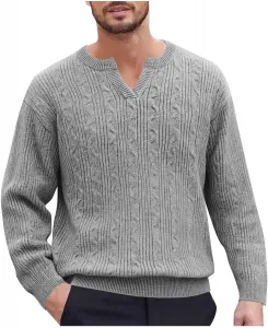 Мужской вязаный свитер с V-образным вырезом, свободный, теплый