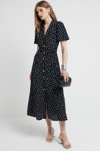 Платье-Рубашка в горошек с поясом River Island, черный