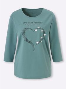 Рубашка с рукавами 3/4 в нефритово-черном цвете Sieh an!