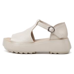 OULISASI Женские сандалии на одной застежке бежевые, цвет Beige