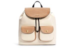 Coach Женский кожаный рюкзак Pennie Cow, белый и коричневый