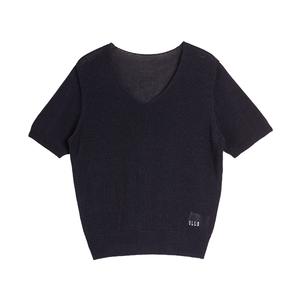 Футболка женская V-образный вырез тонкая прямая посадка ELLE, темно-синий