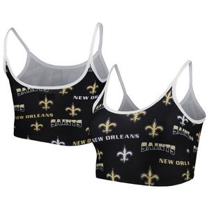 Женский спортивный бюстгальтер Concepts Sport черно-белый New Orleans Saints Breakthrough Allover Knit Sports Bra