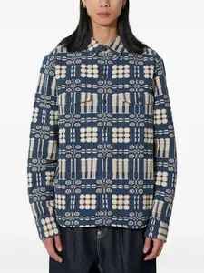 Рубашка-оверсайз с узором Corridor, синий
