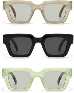 Солнцезащитные очки Y2K в стиле «квадратные» для женщин, винтажные панк-очки с градиентным переходом цвета, солнцезащитные очки для мужчин Melrose, 3pcs Black&grey&green