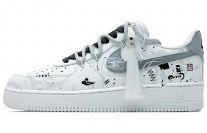 Nike Мужские износостойкие низкие скейтбордные кроссовки Air Force 1 белого и серого цвета