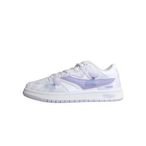 QIAODAN Низкие, износостойкие, противоскользящие кроссовки для скейтбординга, женские, белые, фиолетовые