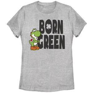 Зеленая футболка Nintendo Yoshi Born для юниоров с рисунком ко Дню Святого Патрика Licensed Character