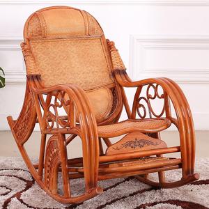 Fantasy Кресло-качалка из ротанга с тремя подлокотниками и двойной подушкой (Sanfushou)