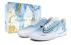 Nike Мужские баскетбольные кроссовки Precision 7 Slip Resistant Abrasion Resistant Low top бело-синие