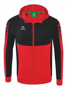 Erima Детская тренировочная куртка Six Wings с капюшоном, красно-черная