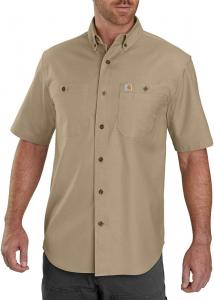 Carhartt мужская 103555 Rugged Flex Rigby короткий рукав рабочая рубашка, Dark Khaki