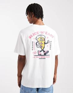Футболка ONLY & SONS свободного кроя с принтом «slice n easy» на спине белого цвета