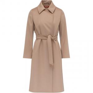 MaxMara Пальто женское светло-бежевое с лацканами, умеренно прямое