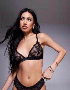 Мягкий бюстгальтер из цветочного кружева ASOS DESIGN Jude черного цвета