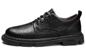 Кожаные повседневные туфли мужские Jeep черные (на флисовой подкладке)