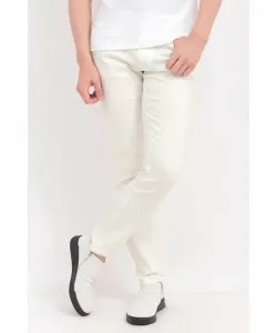 Брюки ZERO от TORNADO MART из ткани «елочка» с высокой степенью натяжения, зауженные, с 5 карманами, цвет White