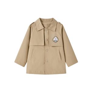 Детский тренч с отворотом, умеренной высоты Disney, хаки