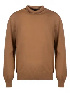 Свитер в рубчик с высоким воротником Gran Sasso, коричневый