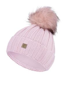 Шапка Faera Warme Beanie Strickmütze mit Bommel Thermo Futter, розовый