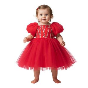 Детское платье для девочки с пайетками и бусинами, зеленое 2Bunnies, Red