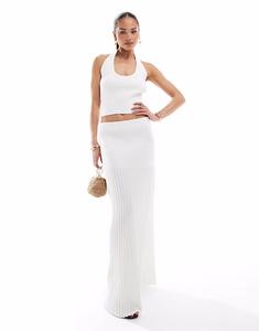 Трикотажная макси-юбка белого цвета 4Th & Reckless