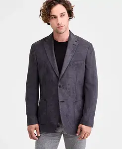 Мужской спортивный пиджак классического кроя из эластичной меланжевой искусственной замши Michael Kors, черный