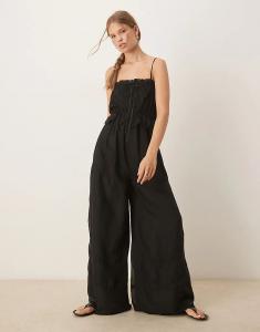Черный комбинезон с вышитой лентой ASOS DESIGN