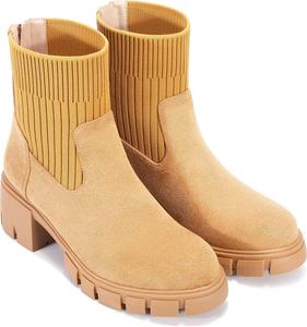 Женские платформенные ботильоны Zelaprox Chelsea на низком массивном каблуке с рифленой подошвой, модная модель с задней молнией, ботинки до середины голени, Khaki