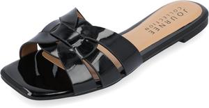 Женские плоские сандалии Journee с открытым квадратным носком, модной ремешковой вставкой, удобные нарядные слипоны Arrina Journee Collection, черный