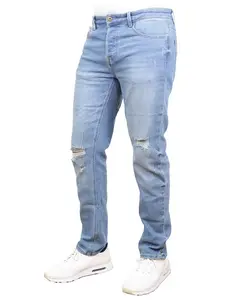 Мужские джинсы с потертостями и эффектом стрейч Blue Ice, синий