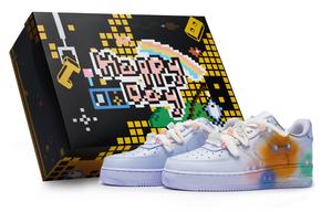 Кроссовки Nike Air Force 1 Skateboarding Shoes Women's Low-top Green/orange/pink, синий/зеленый/оранжевый/розовый