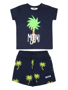 Комплект из топа и шортов с логотипом MSGM Kids, синий
