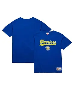 Мужская футболка Royal Golden State Warriors Hardwood Classics с аппликацией из фетра и эффектом "слэб" Mitchell & Ness