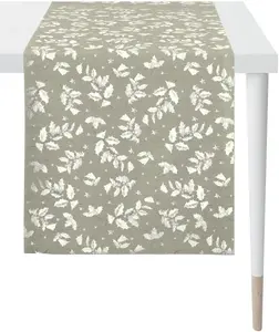 APELT дорожка для стола "3625 Christmas Elegance, жаккардовая ткань, Новогоднее украшение, Рождество ", (1 шт.), с блестящими нитками 48х140 см, серо-коричневый/серебристый