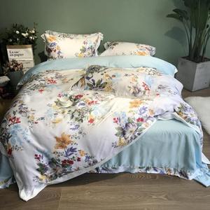 3FLQOOPP Комплект постельного белья Tencel с цветочным принтом, ультрамягкий шелковистый Color 5