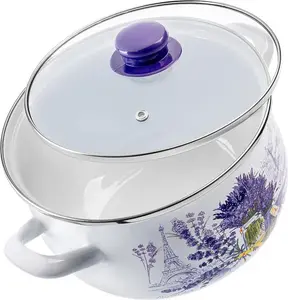 Набор из 4 эмалированных сковородок с крышками - посуда в винтажном и современном стиле Markenlos