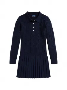 Платье с оборками и вышитым логотипом Polo Ralph Lauren Kids, синий