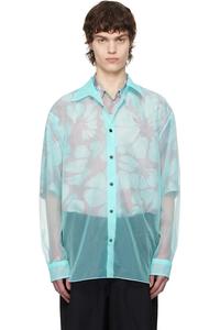 Органзовая рубашка Dries Van Noten, цвет turquoise