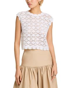 Свитер с ажурной вязкой Sage - эксклюзив AQUA, белый