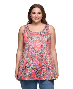 Майка размера плюс с принтом и круглым вырезом 24seven Comfort Apparel, мультиколор