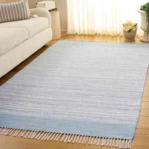 Ковер SAFAVIEH, 122 x 183 см, - коллекция Rag Rug - Ivory & Grey, ручной работы из хлопка, идеально для гостиной, спальни, столовой (RAR401F)