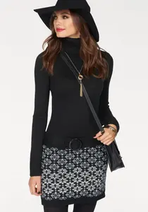 Трикотажное платье Melrose с декоративным поясом, черно-белый