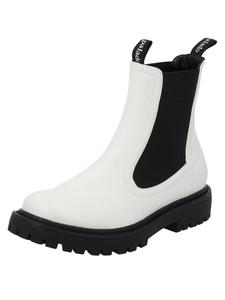 Ботинки челси белого цвета с черной строчкой palado