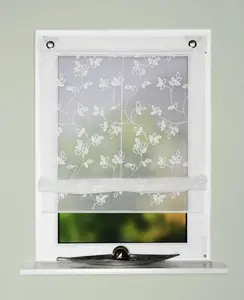 Рулонная штора Dolly с вышитыми листьями и люверсами, ШxВ 80x130 см, римская штора, не требует сверления Schmidt Gard